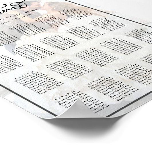 Calligrafie Overlay Photo Wedding Seding Chart Poster (Hoek)