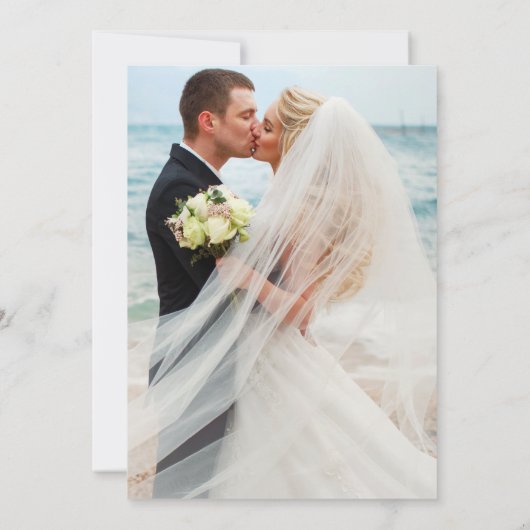 Calligrafie Overlay Weddenfoto Hartelijk dank Bedankkaart (Achterkant)