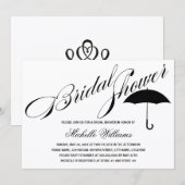 Calligrafie Paraplu Bruidsuitnodiging Kaart (Voorkant / Achterkant)