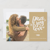 Calligrafie Peace Joy Love Photo Holiday Card Kaart (Voorkant)