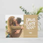 Calligrafie Peace Joy Love Photo Holiday Card Kaart (Staand voorkant)