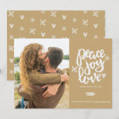 Calligrafie Peace Joy Love Photo Holiday Card Kaart (Voorkant / Achterkant)