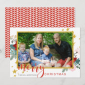 Calligrafie Poinsettia Kaart voor kerstmis foto's (Voorkant / Achterkant)