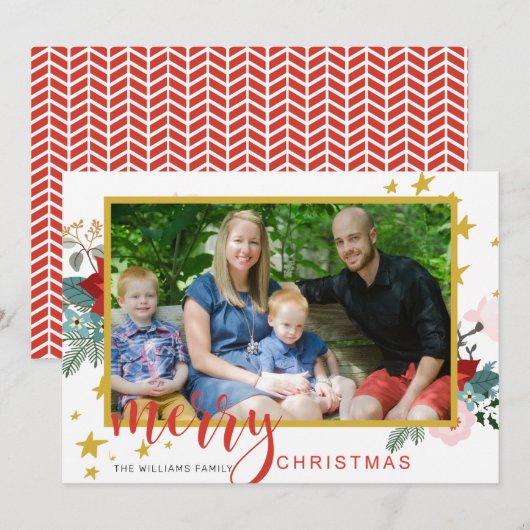 Calligrafie Poinsettia Kaart voor kerstmis foto's (Voorkant / Achterkant)