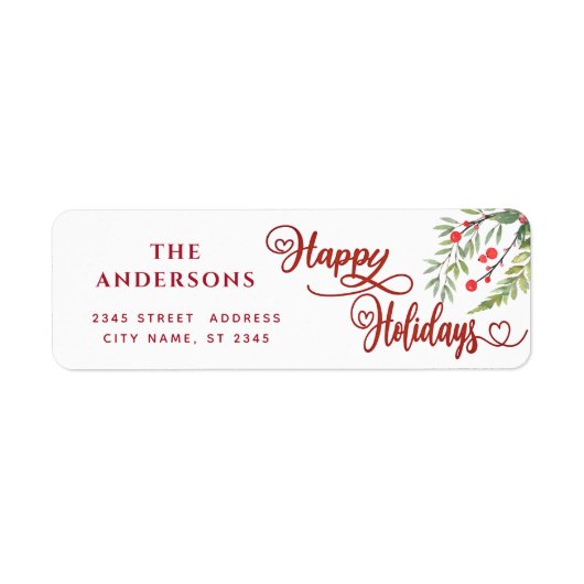 Calligrafie Prettige feestdagen botanische holte Etiket (Voorkant)