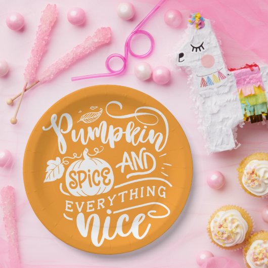 Calligrafie Pumpkin Spice en Alles-Nice hout Papieren Bordje (Feest)