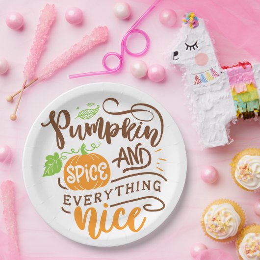 Calligrafie Pumpkin Spice en Alles-Nice hout Papieren Bordje (Feest)