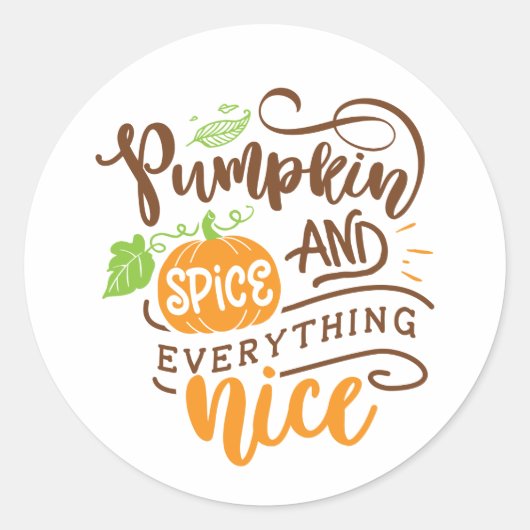 Calligrafie Pumpkin Spice en alles Nice Ronde Sticker (Voorkant)