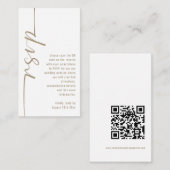 Calligrafie QR Code Champagne Gold Wedding RSVP Informatiekaartje (Voorkant / Achterkant)