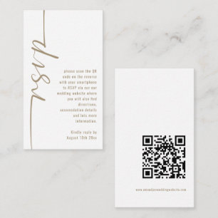 Calligrafie QR Code Champagne Gold Wedding RSVP Informatiekaartje