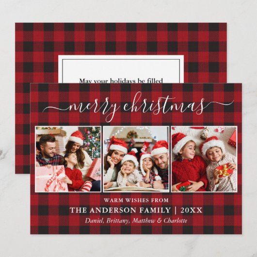 Calligrafie Red Buffalo Pset 3 Kerstmis Feestdagenkaart (Voorkant / Achterkant)