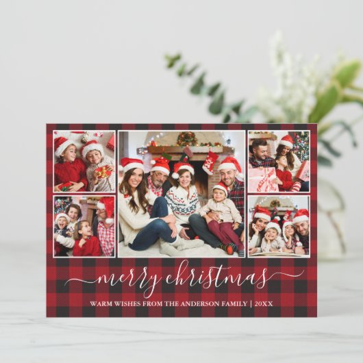 Calligrafie Red Buffalo Pset 5 Feestdagenkaart (Staand voorkant)