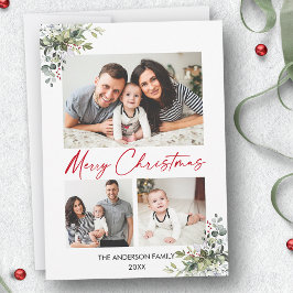 Calligrafie Red Ink 3 Foto Greenery Berries Feestdagenkaart