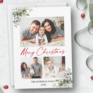 Calligrafie Red Ink 3 Foto Greenery Berries Feestdagenkaart