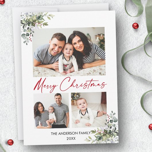 Calligrafie Red Ink 3 Foto Greenery Berries Feestdagenkaart