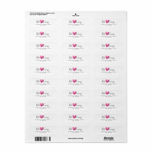 calligrafie return address label Love hart (Full Sheet)
