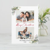 Calligrafie Rode inkt Manuscript Foto Greenery Ber Feestdagenkaart (Staand voorkant)