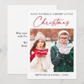 Calligrafie Rood Ink Pen Minimale kerstfoto Feestdagenkaart (Voorkant / Achterkant)