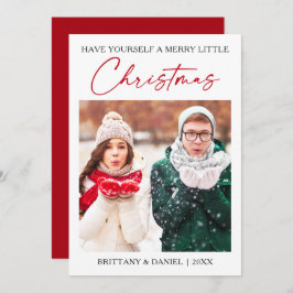 Calligrafie Rood Ink Pen Minimale kerstfoto Feestdagenkaart