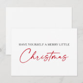 Calligrafie Rood Ink Pen Minimale Kerstmis Feestdagenkaart (Voorkant / Achterkant)