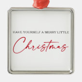 Calligrafie Rood Ink Pen Minimale Kerstmis Metalen Ornament (Voorkant)