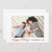 Calligrafie rood inkt script Prettige feestdagen f Feestdagenkaart (Voorkant / Achterkant)