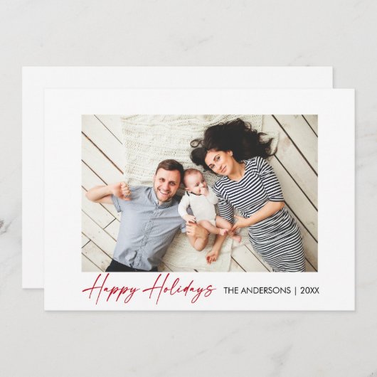 Calligrafie rood inkt script Prettige feestdagen f Feestdagenkaart (Voorkant / Achterkant)