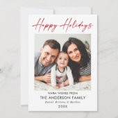 Calligrafie rood inkt script Prettige feestdagen f Feestdagenkaart (Voorkant)