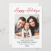 Calligrafie rood inkt script Prettige feestdagen f Feestdagenkaart (Voorkant / Achterkant)