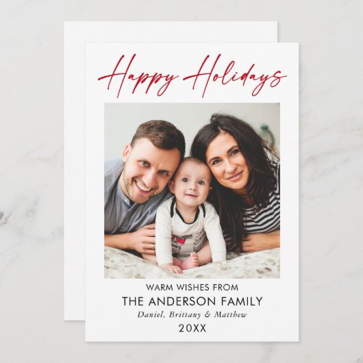 Calligrafie rood inkt script Prettige feestdagen f Feestdagenkaart (Voorkant / Achterkant)