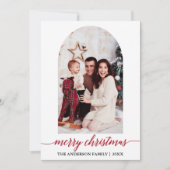 Calligrafie Rood kerstfeest met foto's Feestdagenkaart (Voorkant)