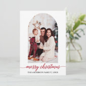 Calligrafie Rood kerstfeest met foto's Feestdagenkaart (Staand voorkant)