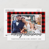 Calligrafie Rood Pset Weddenschap Foto Kerstmis Briefkaart (Voorkant / Achterkant)