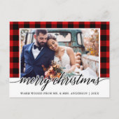 Calligrafie Rood Pset Weddenschap Foto Kerstmis Briefkaart (Voorkant)