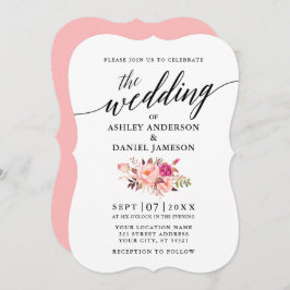 Calligrafie Roze bloedige bruiloft Kaart