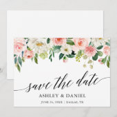 Calligrafie Roze Witte Floral sparen de Kaart van  (Voorkant / Achterkant)