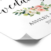 Calligrafie Roze Witte Floral Weddenschap Welkom Poster (Hoek)