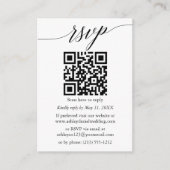 Calligrafie RSVP - minimalistisch QR-fotoweddensch Informatiekaartje (Voorkant)