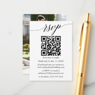 Calligrafie RSVP - minimalistisch QR-fotoweddensch Informatiekaartje