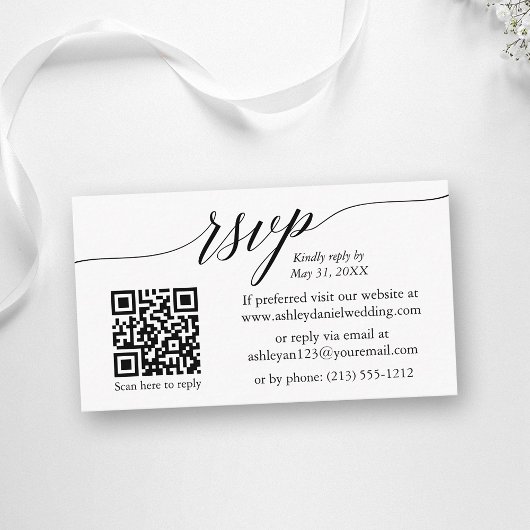 Calligrafie RSVP Weddenschap Eenvoudige minimalist Informatiekaartje