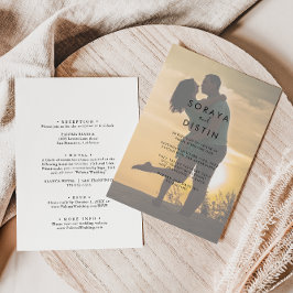 Calligrafie Rug & Front Formal Photo Wedding Kaart