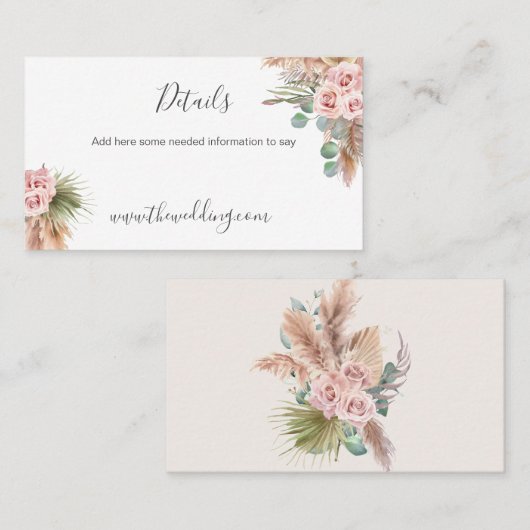Calligrafie Rustic Boho Floral Wedding Website Bus Visitekaartje (Voorkant / Achterkant)
