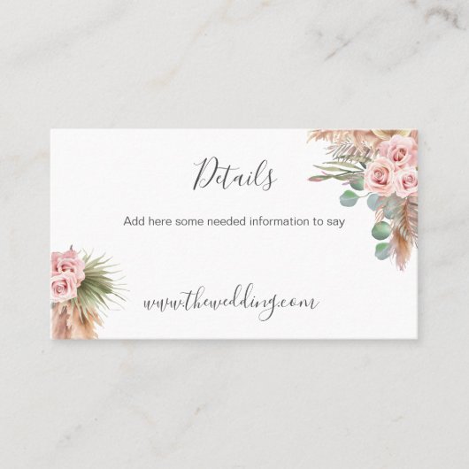 Calligrafie Rustic Boho Floral Wedding Website Bus Visitekaartje (Voorkant)