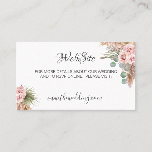 Calligrafie Rustic Boho Floral Wedding Website Visitekaartje (Voorkant)