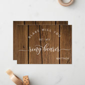 Calligrafie Rustic Wood, ben mijn Ring Bearer Card Notitiekaartje (Voorkant / Achterkant in situ)