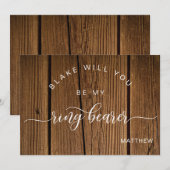 Calligrafie Rustic Wood, ben mijn Ring Bearer Card Notitiekaartje (Voorkant / Achterkant)