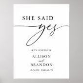 Calligrafie Rustic Ze zei ja Verloving Digital Poster (Voorkant)