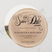 Calligrafie Rustisch hout van de Foto sparen de da Kaart (Voorkant / Achterkant)