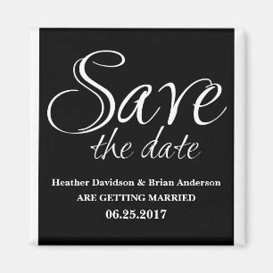 Calligrafie Save the Date Magnet, Black Magneet