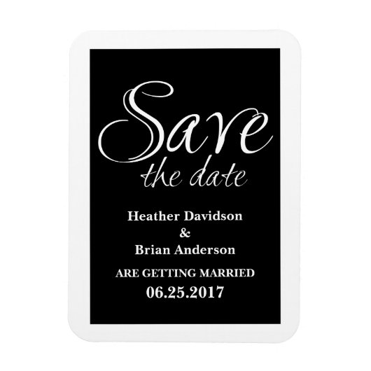 Calligrafie Save the Date Magnet, Black Magneet (Verticaal)